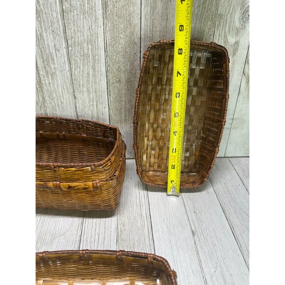 Vintage Woven Rattan Wicker Picnic Basket Storage Decor No Handles 7.5" x 4" - Picture 16 of 16